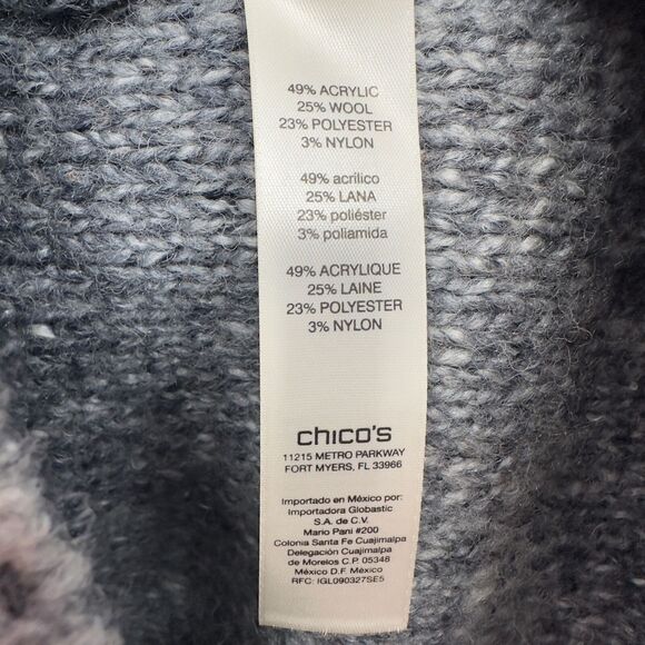 Chicos Grey Knit Thigh Length Long Sleeves Pockets Open Front Cardigan Size 0/XS - Picture 5 of 8